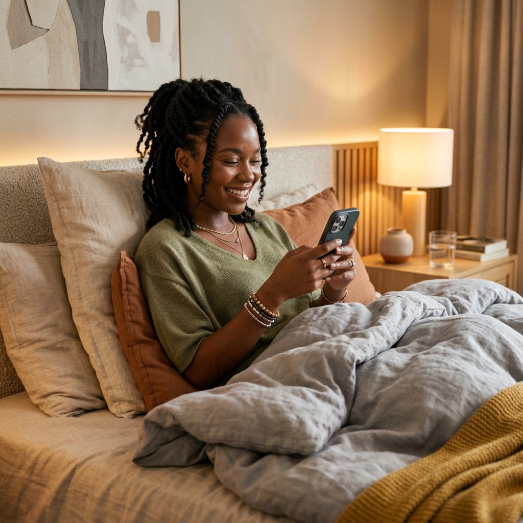 Online merchant running store from bed